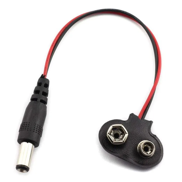 T-Type 9V Battery Clip Connector with DC Barrel Jack